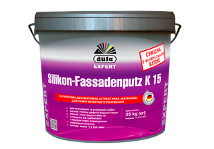 Штукатурка силіконова декоративна "камінцева" Dufa Silikon-Fassadenputz K15, 25 кг, білий, матовий 46385 фото