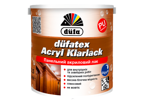 Лак панельний акриловий Dufa Dufatex Acryl Klarlack, 0,75 л, глянсовий 3899 фото