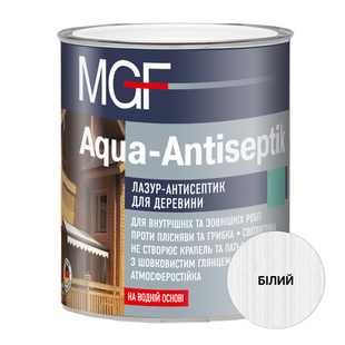 Лазур-антисептик для дерева MGF Aqua-Antiseptik, 0,75 л, білий 12219 фото