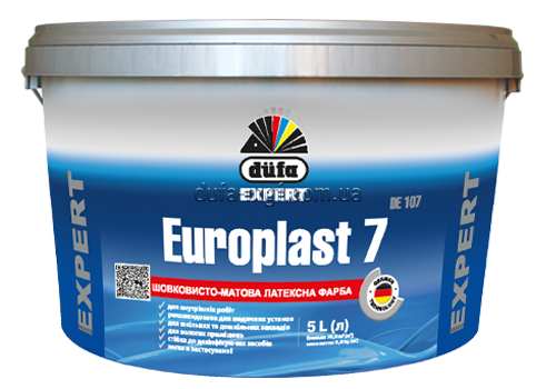 Краска водно-дисперсионная Dufa Expert EUROPLAST 7, 1 л, белый, полуматовый 12076 фото