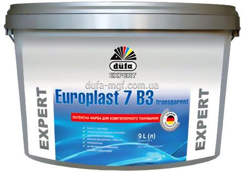 Фарба латексна Dufa Expert EUROPLAST 7 B3 Transparent, 1 л, безбарвний, шовковисто-матовий 23366 фото