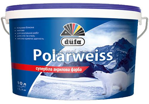 Краска супербелая акриловая Dufa Polarweiss, 14 кг, белый, матовый 47675 фото