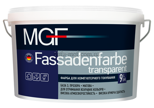 Фасадна фарба MGF Fassadenfarbe transparent, 2,5 л, прозора, матова, База 3 110427 фото