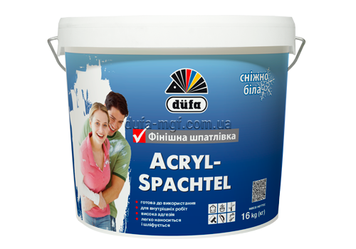 Шпаклівка готова до застосування біла фінішна Dufa Acryl-Spachtel, 1,5 кг, білий 71200 фото